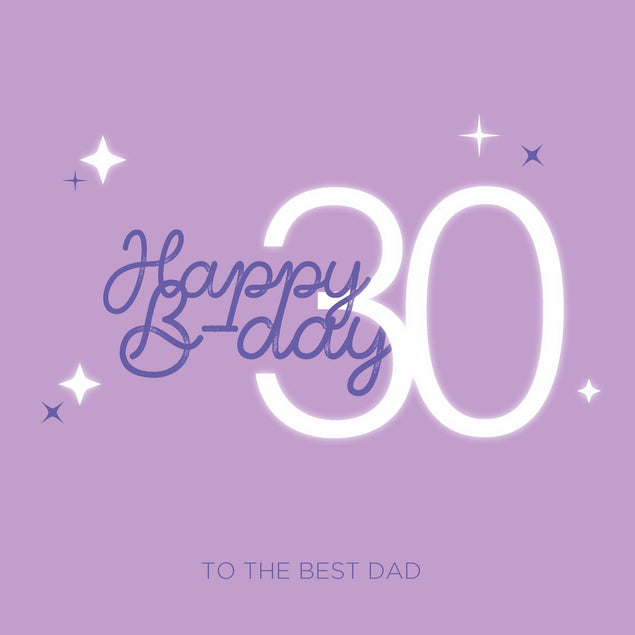 Shiny Purple Happy 30th Birthday Dad Confetti-exploding Greetings Card