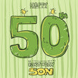 Green Candles Happy 50th Birthday Son Confetti-exploding Greetings Card