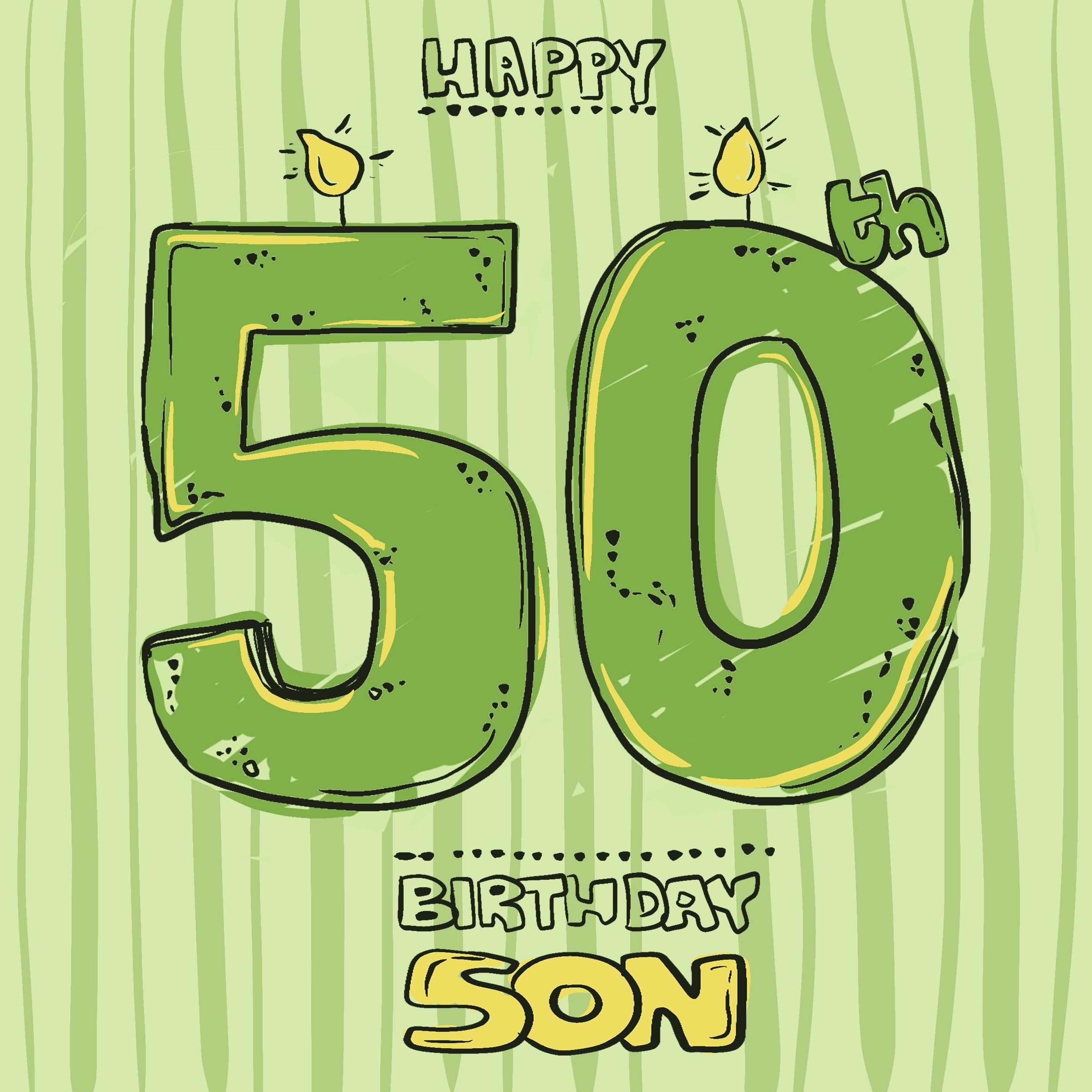 50th Exploding Green Candles Happy 50th Birthday Son Confetti-exploding Greetings Car ...