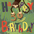 Tropical Monkey Cousin 30th Birthday Confetti-exploding Greetings Card