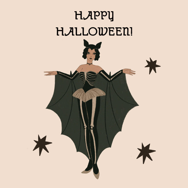 Happy Halloween Vintage Lady Confetti-exploding Greetings Card