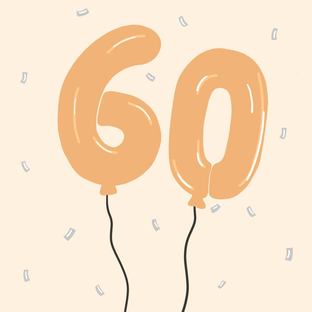 60 Balloons Confetti-exploding Greetings Card