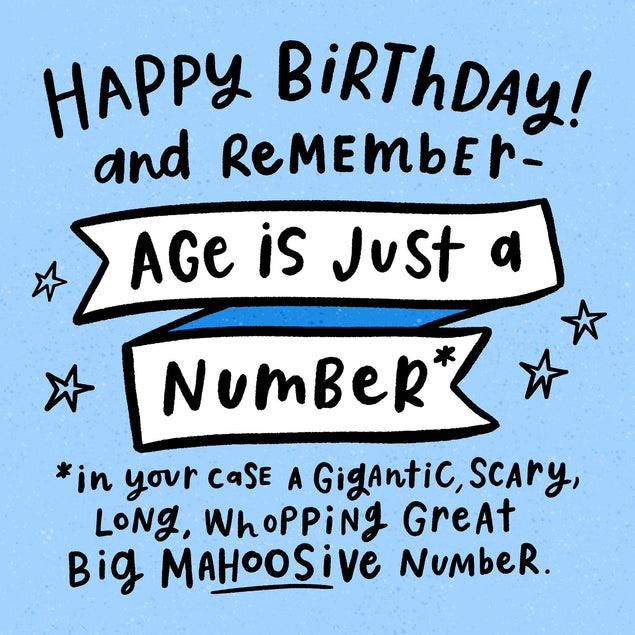Age Is Just A Number Blue Confetti-exploding Greetings Card