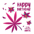 Happy Birthday Fantastic Auntie Simple Purple Tropical Plant And Flowers Confetti-exploding Greetings Card