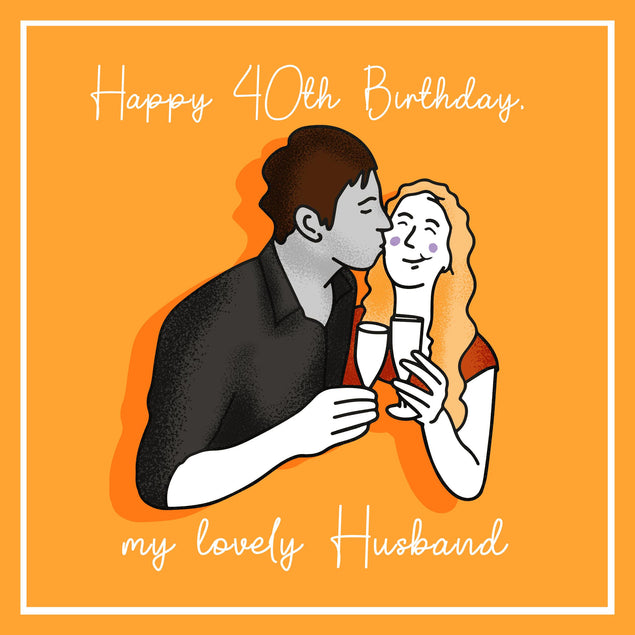 Orange Themed Happy 40th Birthday Husband Confetti-exploding Greetings Card