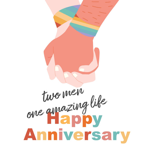 Happy Anniversary Two Men One Life Confetti-exploding Greetings Card