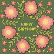 Beautiful Green Floral Print Happy Birthday Confetti-exploding Greetings Card