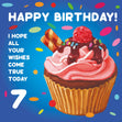Happy 7th Birthday Cupcake Confetti-exploding Greetings Card