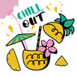 Chill Out Pineapple Cocktail Confetti-exploding Greetings Card