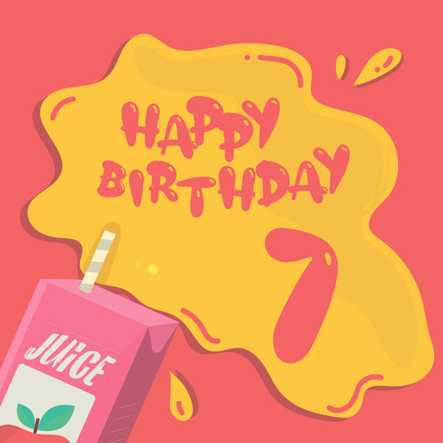 Open Juice Happy 7th Birthday Confetti-exploding Greetings Card