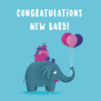 Elephant Congratulations New Baby Confetti-exploding Greetings Card