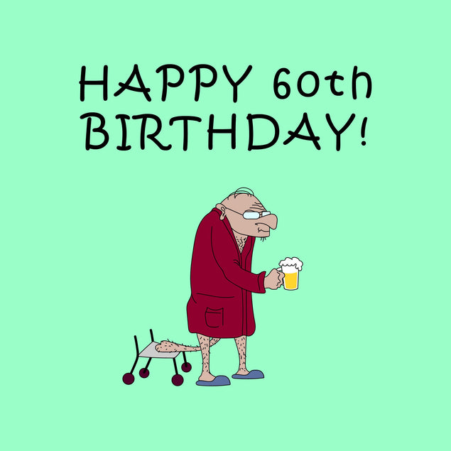 Funny Grandpa With Beer Happy 60th Birthday Confetti-exploding Greetings Card