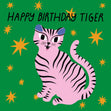 Striped Tiger Birthday Confetti-exploding Greetings Card