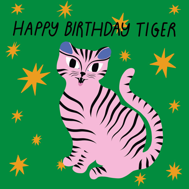 Striped Tiger Birthday Confetti-exploding Greetings Card