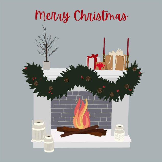 Festive Fireplace Christmas Confetti-exploding Greetings Card
