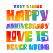 Happy Anniversary Love Is Never Wrong LGBTQ+ Confetti-exploding Greetings Card