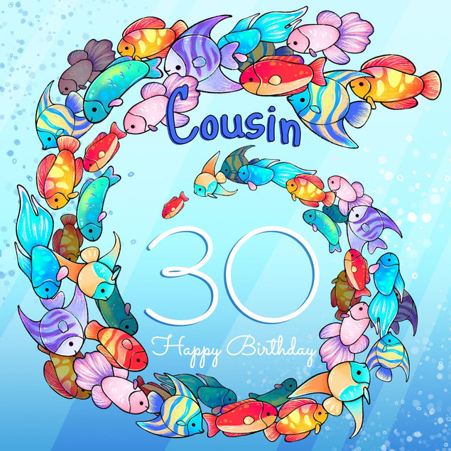 30th Birthday Fish Cousin Confetti-exploding Greetings Card