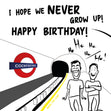 Never Grow Up London Underground Birthday Confetti-exploding Greetings Card