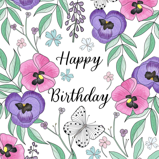 Beautiful Pansies Birthday Confetti-exploding Greetings Card