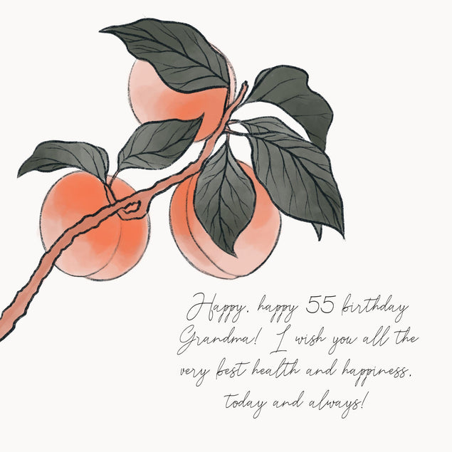 Happy 55th Birthday Grandma Peach Branch Confetti-exploding Greetings Card