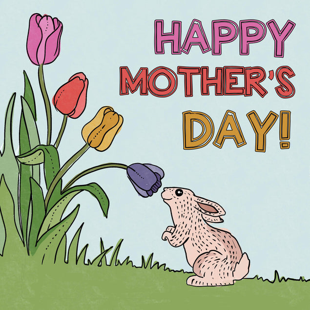 Happy Mother's Day Tulips And Rabbit Confetti-exploding Greetings Card