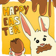 Funny Bunny And Chocolate Egg Easter Confetti-exploding Greetings Card