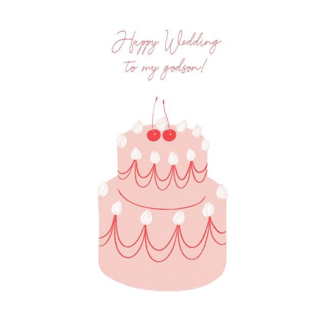 Cherry Cake Happy Wedding To My Godson Confetti-exploding Greetings Card