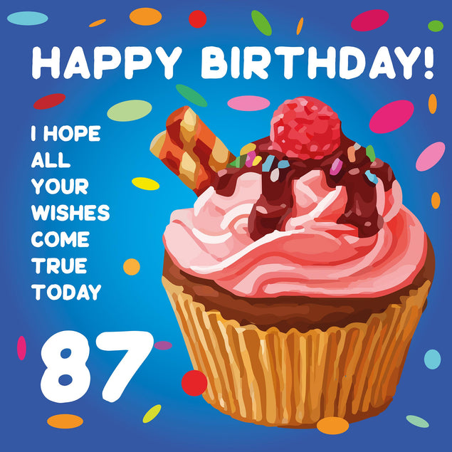 Sweet Cupcake Happy 87th Birthday Confetti-exploding Greetings Card