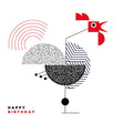 Happy Birthday Geometry Rooster Confetti-exploding Greetings Card