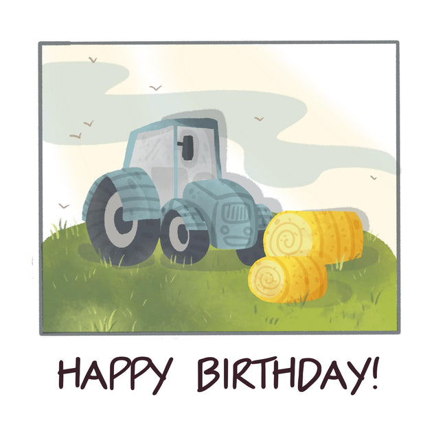 Blue Tractor Happy Birthday Farmer Confetti-exploding Greetings Card