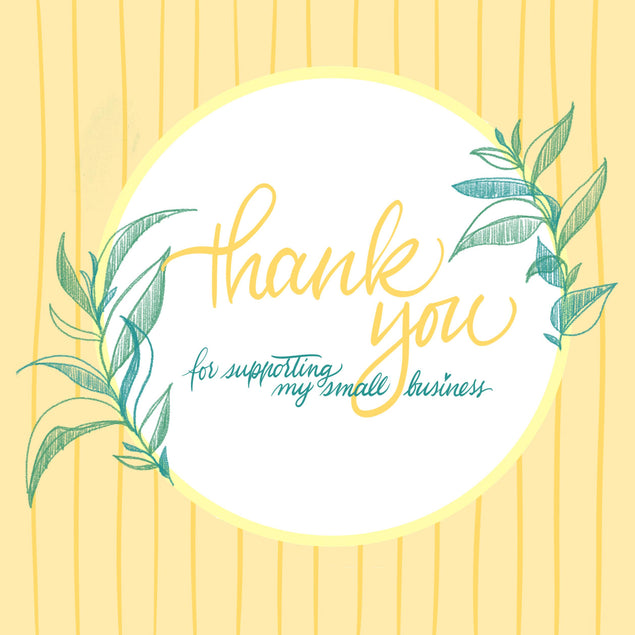 Thank You For Supporting My Small Business Pastel Green Leaves Confetti-exploding Greetings Card