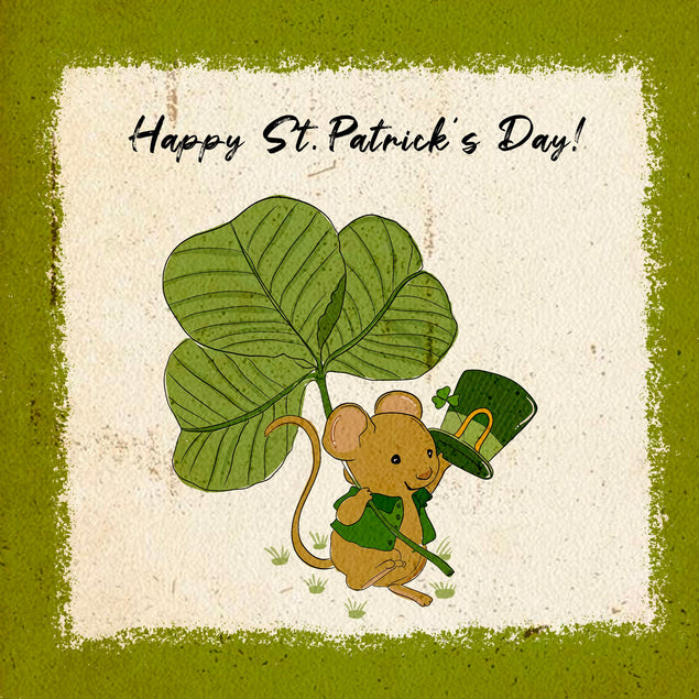 Cute Little Mouse St. Patrick's Day Confetti-exploding Greetings Card