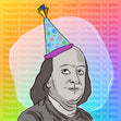 Colourful Franklin Historical Birthday Confetti-exploding Greetings Card