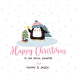 Happy Christmas Special Daughter Adorable Penguin Confetti-exploding Greetings Card