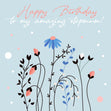Happy Birthday Stepmum Blue Flowers Confetti-exploding Greetings Card