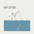 Fishing Seagull Happy Birthday Confetti-exploding Greetings Card
