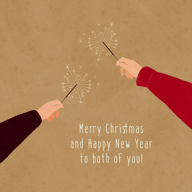 Merry Christmas And Happy New Year Both Of You Bengal Lights Confetti-exploding Greetings Card