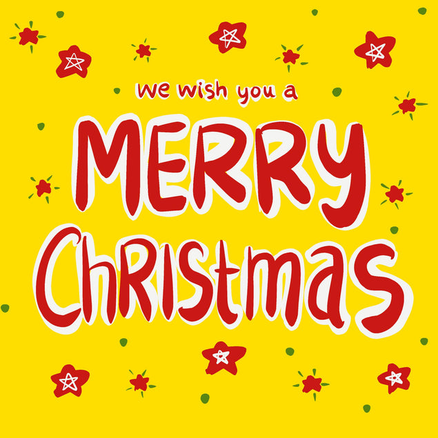 Yellow Background Merry Christmas Confetti-exploding Greetings Card