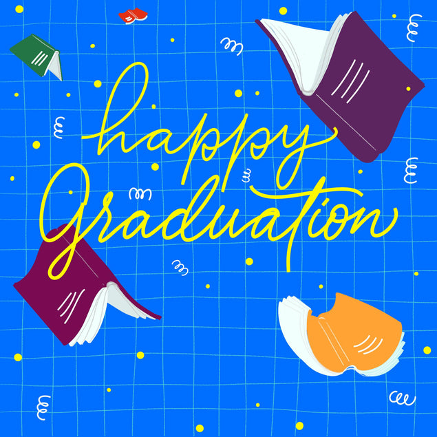 Flying Books Happy Graduation Confetti-exploding Greetings Card