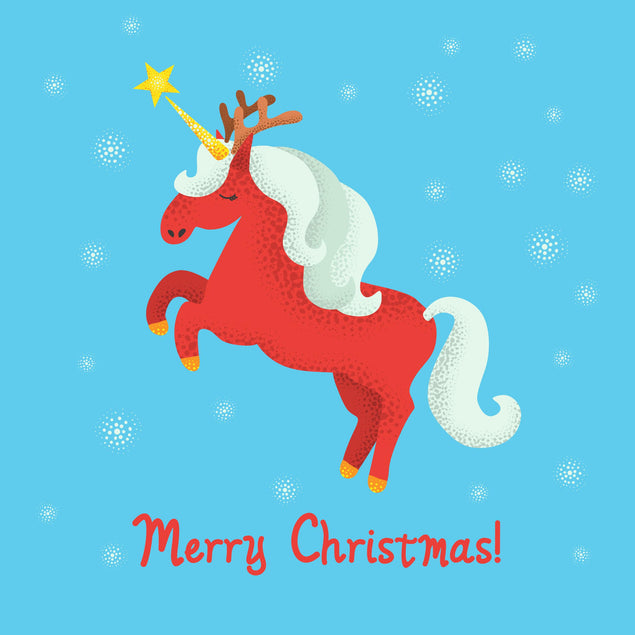 Festive Unicorn Merry Christmas Confetti-exploding Greetings Card