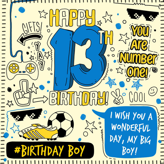 Happy 13th Birthday Wish You A Wonderful Day Confetti-exploding Greetings Card