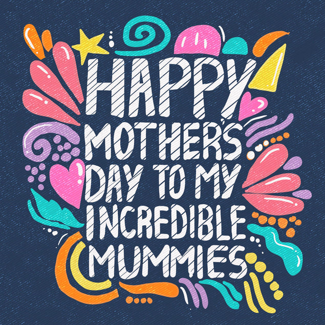 Happy Mother's Day To My Incredible Mummies Confetti-exploding Greetings Card