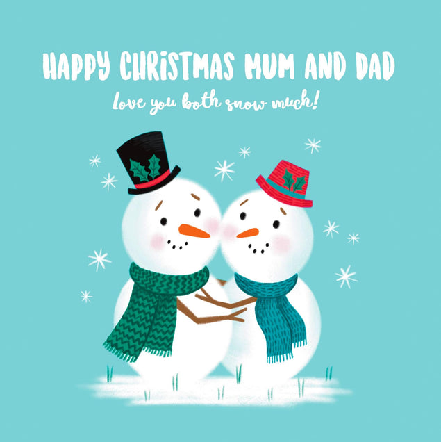 Cute Snowman Mum And Dad Christmas Confetti-exploding Greetings Card