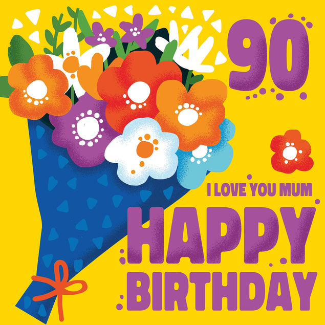 I Love You Mum Happy 90th Birthday Confetti-exploding Greetings Card