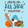 You're An All Star Valentine Various Sports Valentine's Day Confetti-exploding Greetings Card