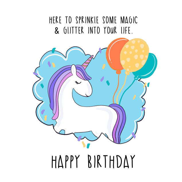 Happy Birthday Unicorn And Balloons Confetti-exploding Greetings Card