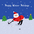 Santa Playing Golf Happy Holidays Confetti-exploding Greetings Card