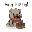 Cute Little French Bulldog Happy Birthday Confetti-exploding Greetings Card