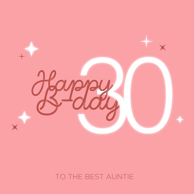 Shiny Pink Happy 30th Birthday Auntie Confetti-exploding Greetings Card