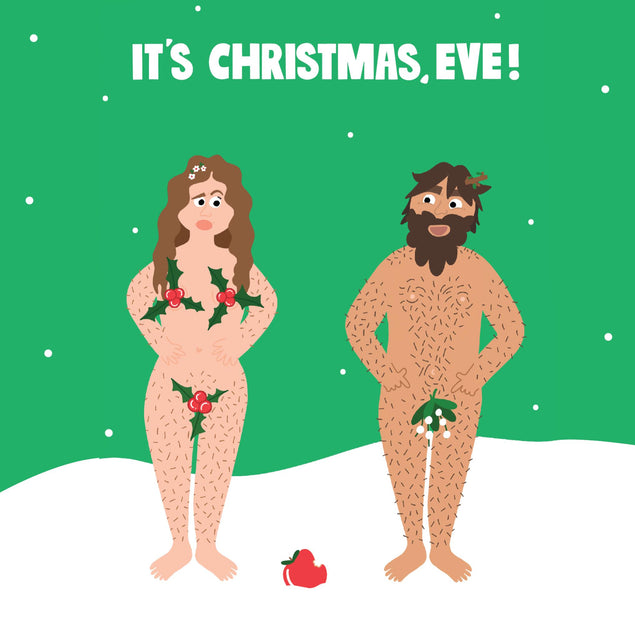 Funny Adam And Eve Christmas Confetti-exploding Greetings Card